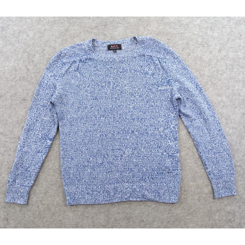 APC Sweater Womens Small Blue Linen Madame Rue Knit Crew Pullover Quiet Luxury